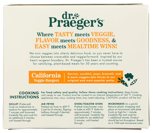 Frozen 2.5 4 Count Dr. Praeger's, California Veggie Burgers, Ounce