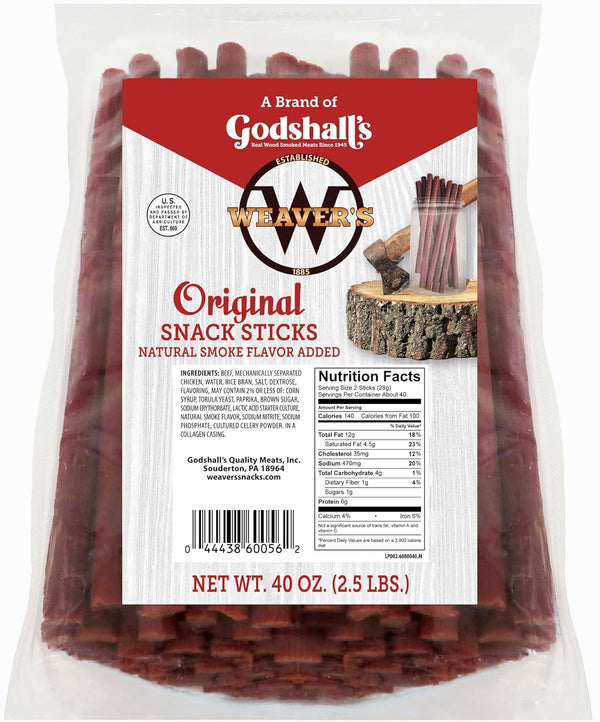 Weavers Original Snack Sticks (80 mild flavored 7" beef and chicken snack