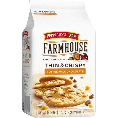 6.9 oz. Pepperidge Farm Farmhouse Thin & Crispy Toffee Milk Chocolate Cookies, Bag