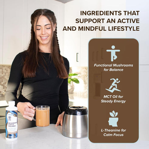 30 Mushroom Coffee Creamer with MCT Oil Blend & L-Theanine | MCT Coffee Creamer, Keto Coffee Creamer, Dairy Free, Sugar