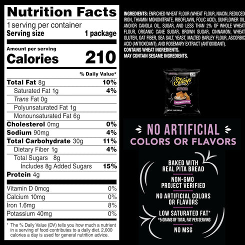 1.5 oz (Pack 24) Stacys Pita Chips, Cinnamon Sugar, No Artificial Colors or Flavors