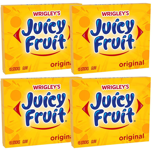 Wrigley Juicy Fruit Chewing Gum, 15 Stick (Pack of 4), 60 Gum