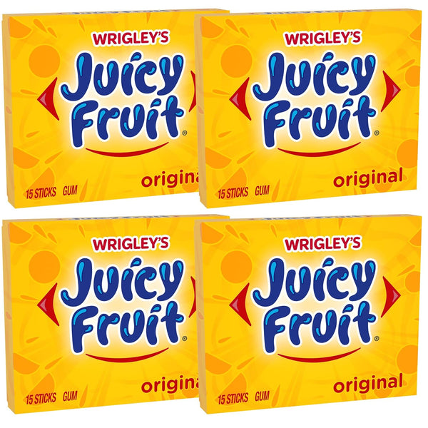 Wrigley Juicy Fruit Chewing Gum, 15 Stick (Pack of 4), 60 Gum