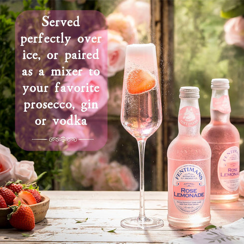 9.3 Oz (Pack 3) Fentimans Sparkling Rose Lemonade - Sparkling Pink Lemonade with Natural Ingredients & Pure Rose
