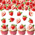 45PCS Edible Strawberry Cupcake Toppers Wafer Paper Starwberry Cake Decoration Sweet Berry