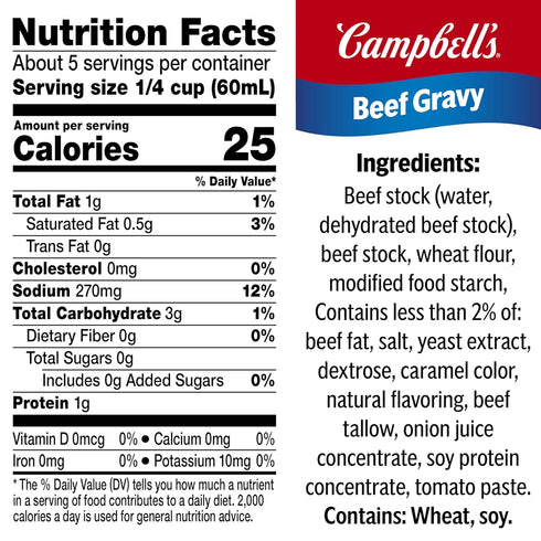 10.5 oz (12 Pack) Campbells Beef Gravy, Can