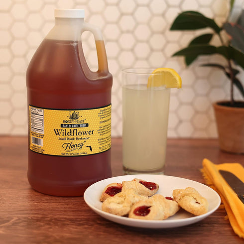 6 (1/2 HONEY FEAST Pounds Gallon) Bulk Wildflower Honey, All Natural, Unfiltered, Unheated Honey, Perfect