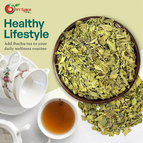 (4 NY Spice Shop Buchu Leaf for Herbal Tea - Dried Whole Boegoe Leaves Natural Bookoo Leafs Relaxing, Refreshing & Pure