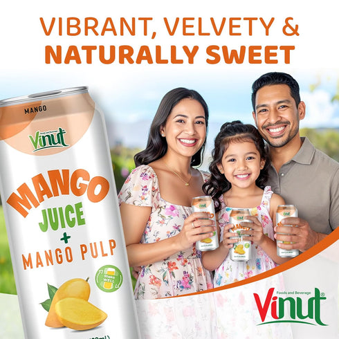 100% (16.57 oz, Pack 12), Vinut Mango Juice with Pulp fl of No Sugar Added, All Nature Mango Juice, Not From