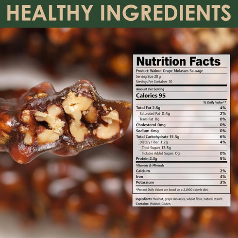 OZ ERCIYES 17.6 oz (500g) Walnut Churchkhela Traditional Turkish Cevizli Sucuk Candy, Honey Sweetened Walnut Snack