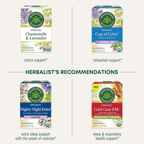 16 Traditional Medicinals Organic, Nighty Night Tea, Chamomile & Passionflower - Herbal Sleep Aid Teas - Kosher