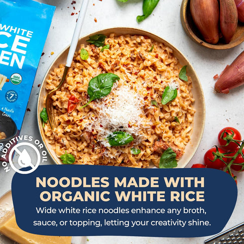 10 oz 4 Pack (Pack 6) Lotus Foods Wide White Rice Ramen Noodles - Gluten Free & Organic Wide Rice Noodles for Soup