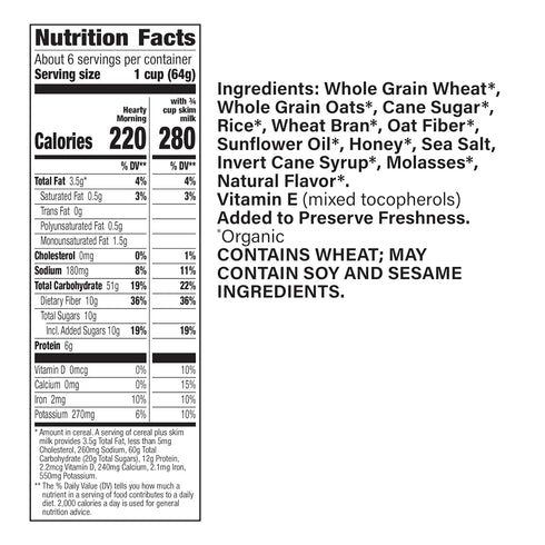 14.6 oz Box,(Pack 4) Cascadian Farm Organic Hearty Morning Fiber Cereal