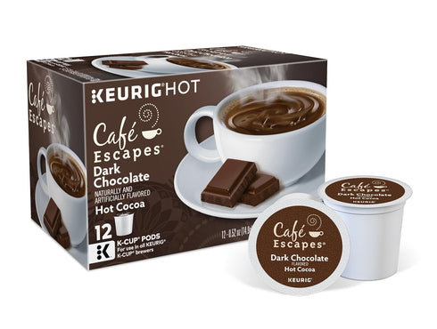 72 Count (3 24 Cafe Escapes, Dark Chocolate Hot Cocoa, Single-Serve Keurig K-Cup Pods, Boxes of Pods)