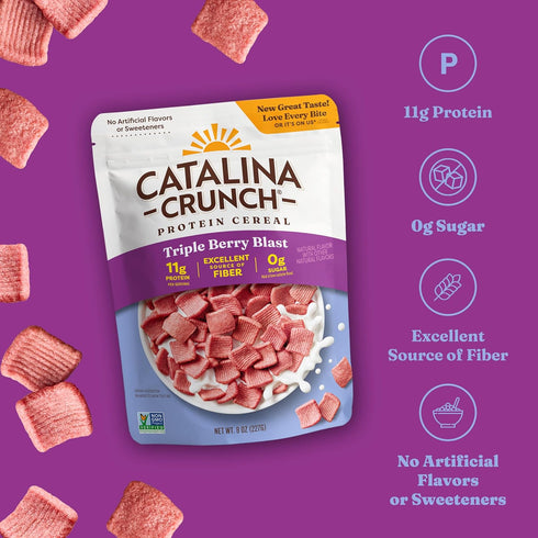 11g 8 oz. (Pack 2) Catalina Crunch Protein Cereal - Sugar Free Breakfast Cereal with of Protein - Gluten Free - Triple