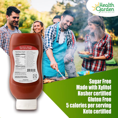 (16 oz) Health Garden Xylitol Ketchup - Non GMO - Sugar Free - Kosher - Made in the U.S.A. - Keto Friendly