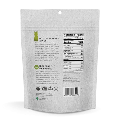 8 Oz, Wildly Organic Dried Pineapple Slices Bag Premium, Organic, Unsweetened, Non-GMO, Kosher, Vegan, No Added Sugar