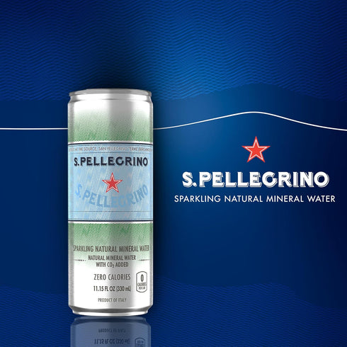 11.15 Oz (Pack 24) S.Pellegrino Sparkling Natural Mineral Water, Unflavored, Fl.