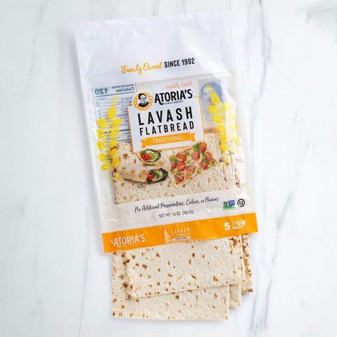 10 Pack 50 10-Packs 5 (50 Atoria's Family Bakery Traditional Lavash Flatbread | Individual Lavash Wraps | Fresh Baked