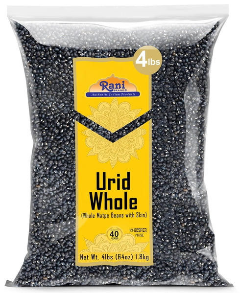 Rani Urid/Urad Whole Black (Matpe Beans with Skin) Indian Lentils 64oz (4lbs)