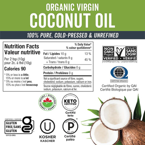 Viva Naturals Organic Coconut Oil - Unrefined and Cold-Pressed, Natural Hair Oil, Skin Oil and Cooking Oil with Fresh Flavor, Non-GMO Extra Virgin Coconut Oil (Aceite de Coco), USDA Organic, 54 oz