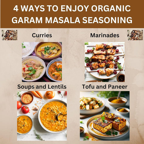SPICY ORGANIC Garam Masala Powder 8 oz. - Traditional Indian Spice Mix for Curry, Chicken, Rice, Soups, Stews, Tofu,