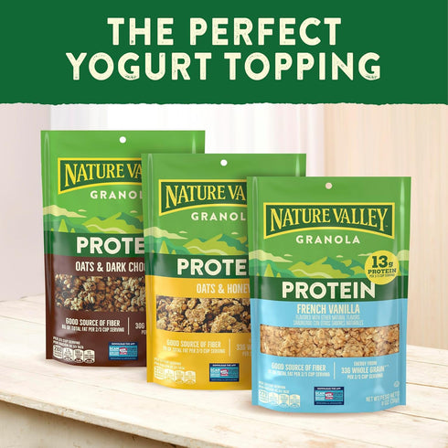 11 oz Nature Valley Protein Granola, Oats and Honey Granola, Resealable Snack Pouch