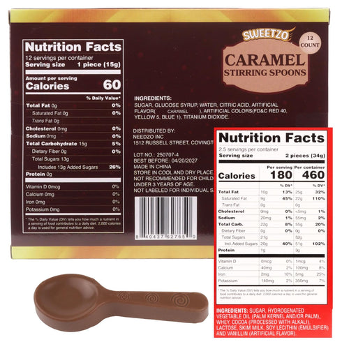 Pack 5 Needzo Ultimate Stirring Spoon Assortment, Chocolate and Caramel Edible Spoons for Hot Cocoa and Gourmet Gift