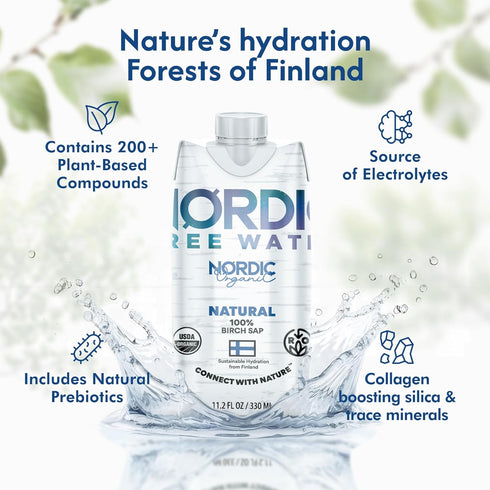 (Pack 12) Regenerative Organic Certified Birch Tree Sap Electrolytes, Minerals, Prebiotics & Vitamins, Finland Wild