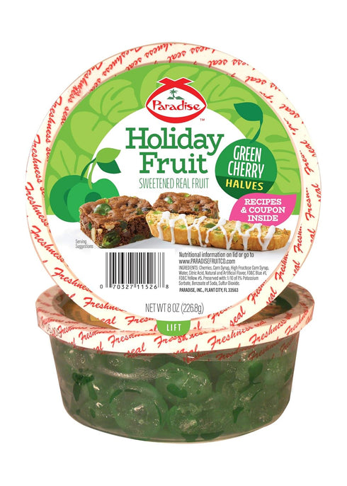 Paradise Cherry Halves, Green, 8 Ounce