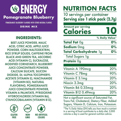 V8 .10 oz Packet (10 Count) Energy Pomegranate Blueberry Energy Drink Powder