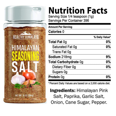 14 oz Himalayan Seasoning Salt with Pepper, Garlic, and Onion Natural Himalayan Pink Salt for Grilling, Cooking