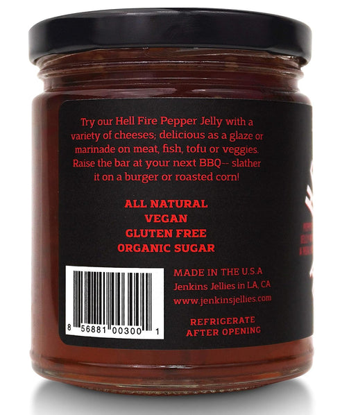 11 Jenkins Jellies Hell Fire Hot Pepper Jelly - Sweet & Spicy Jalapeo Jelly - Gluten Free, Vegan Pepper Jam - Use as a