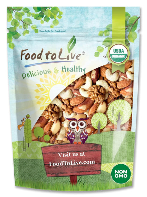 Food to Live - Organic Mixed Raw Nuts, 1 Pound Cashews, Brazil