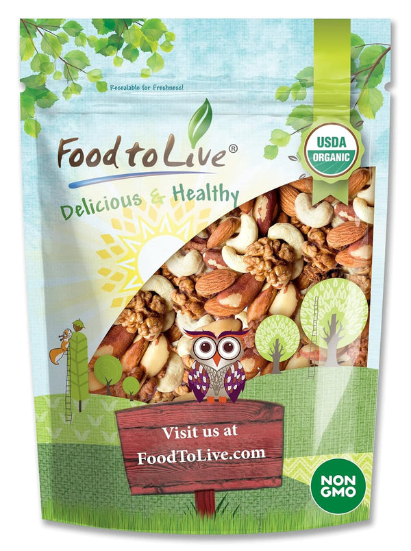 Food to Live - Organic Mixed Raw Nuts, 1 Pound Cashews, Brazil