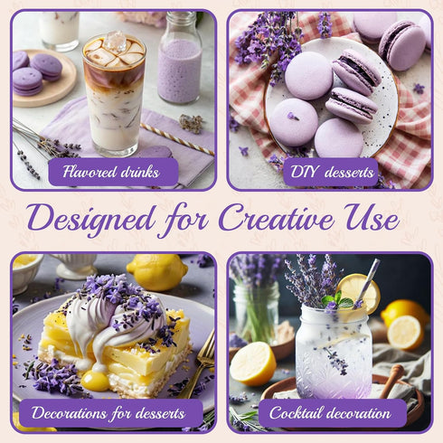 Curnue 100+ 6.69'' 1.27oz(36g) Edible Lavender Sprigs for Cocktails & Dessert, Edible Flowers for Drinks Garnish Tea