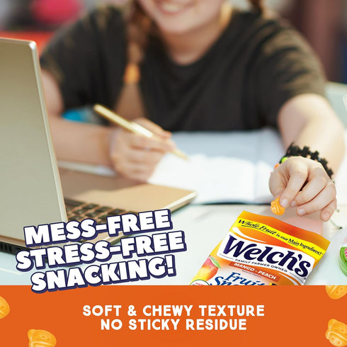 5oz Packs (Pack 12) Welch's Fruit Snacks, Mango Peach Snack Box, Gluten Free, Snack