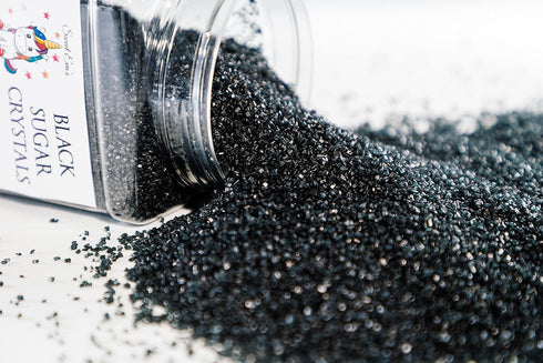 Sweet Evas BLACK SUGAR CRYSTALS-Dairy Free,Gluten Free,Egg Free,Vegan,Soy Free,Nuts Free,Kosher,Colored Sparkling Sugar
