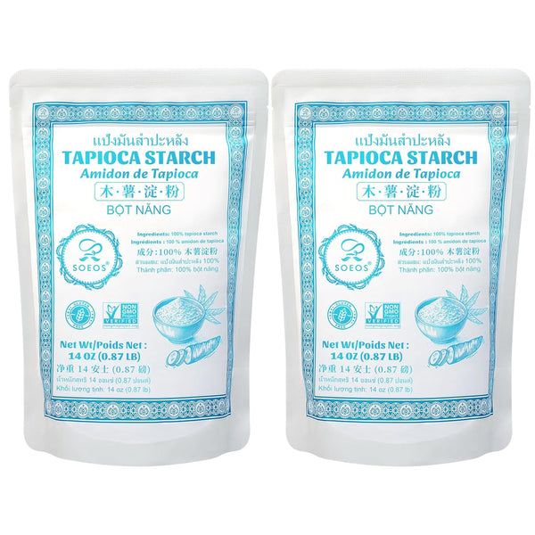 Soeos Tapioca Flour Starch, 14 Ounce (Pack of 2), All Natural Tapioca