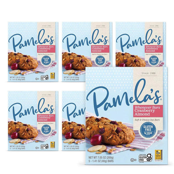 Pamela's Products Gluten Free Whenever Bars, Cranberry Almond, 5 Count Box, 7.05-Ounce