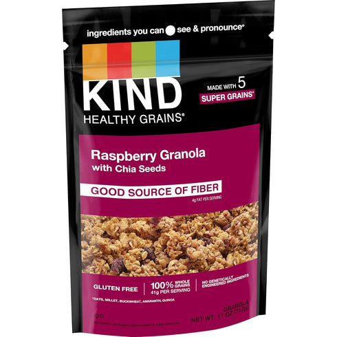 KIND Healthy Grains Clusters, Raspberry with Chia Seeds Granola, Gluten Free, 11