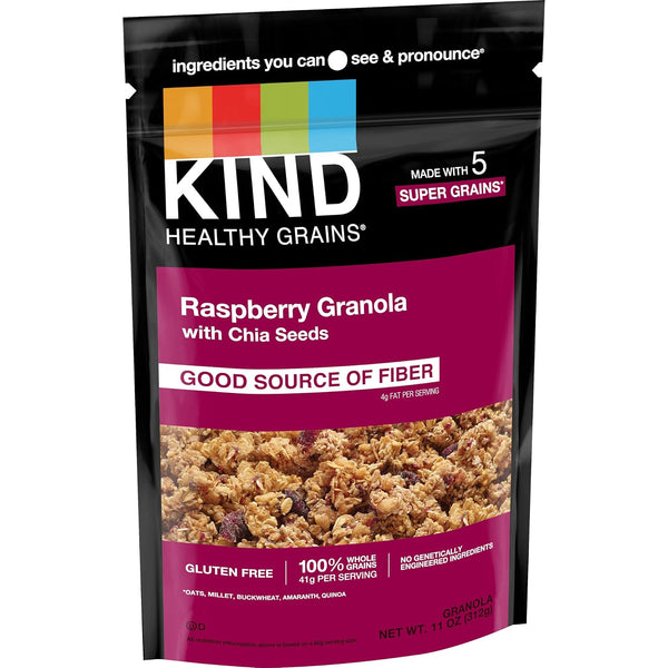 KIND Healthy Grains Clusters, Raspberry with Chia Seeds Granola, Gluten Free, 11