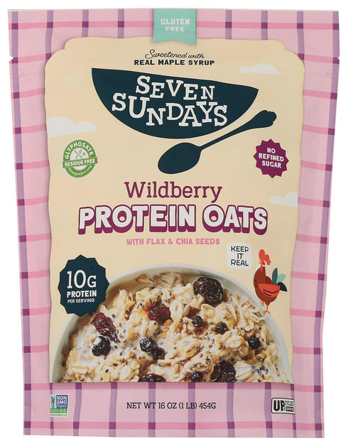 Seven Sundays Protein Oats, Wildberry, 16 Oz Bag, Gluten Free, 10g Upcycled