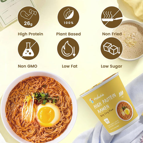 Pack 6 10 Packs Hethstia Konjac Rice & High-Protein Ramen Cup Variety - Quick Plant-Based Meal, Low-Carb, Vegan Healthy