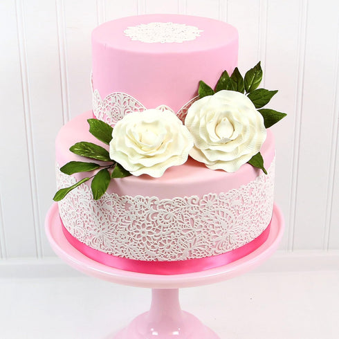 4 Count Global Sugar Art Peony Rose Sugar Cake Flowers, White, by Chef Alan Tetreault