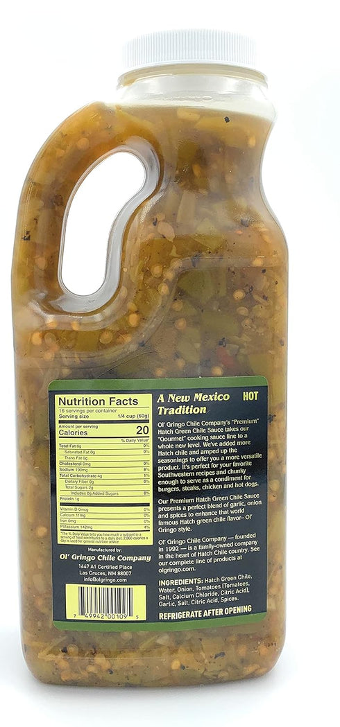 Ol' Gringo Chile Company 35 Premium Hatch Green Chile Sauce Hot Ounce Bottle
