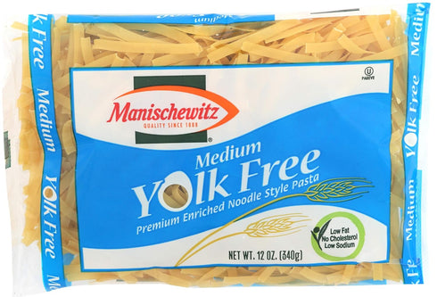 Manischewitz Premium Enriched Medium Yolk Free Noodle Pasta 12oz (3 Pack) Cholesterol