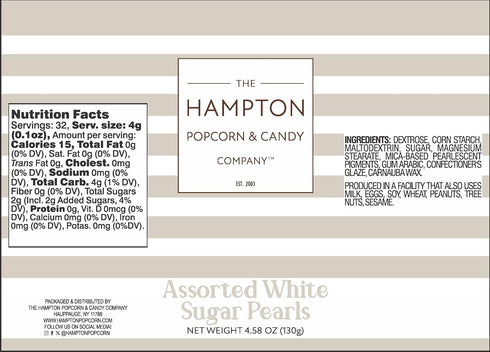 4.58 oz Edible Pearls White Sugar Sprinkles Resealable Jar, Edible Pearls For Cake Decorating, White Pearl Sprinkles
