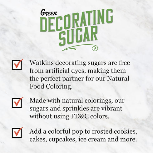 4.2 3-Pack Watkins Green Decorating Sugar (No Artificial Dyes), Non-GMO, Ounce