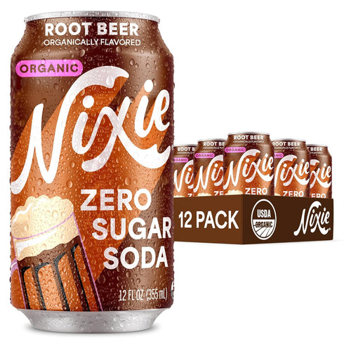 Nixie Organic Zero Sugar Soda, Root Beer, Healthy Soda Pop, Non-GMO, 0